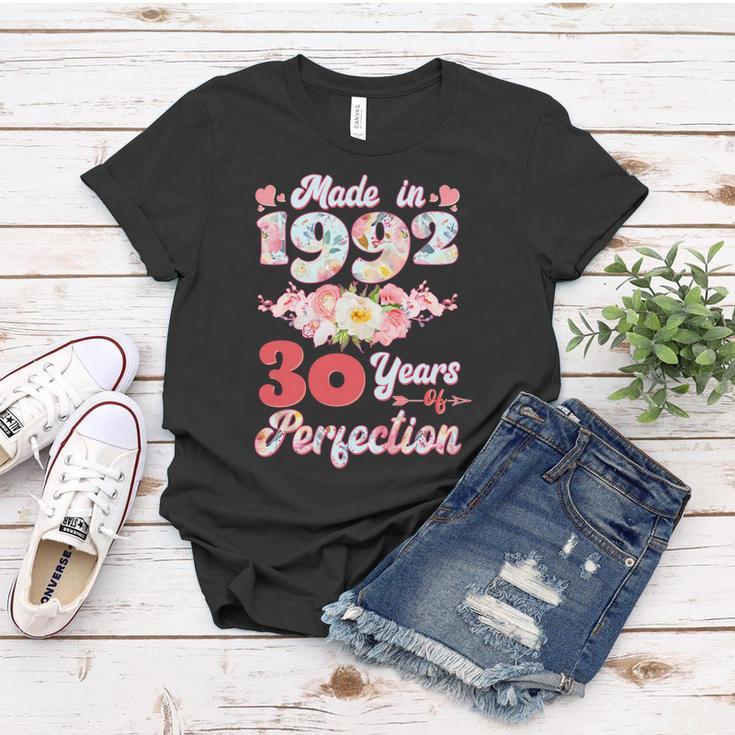 Flower Floral Made In 1992 30 Years Of Perfection 30Th Birthday Women T-shirt Unique Gifts