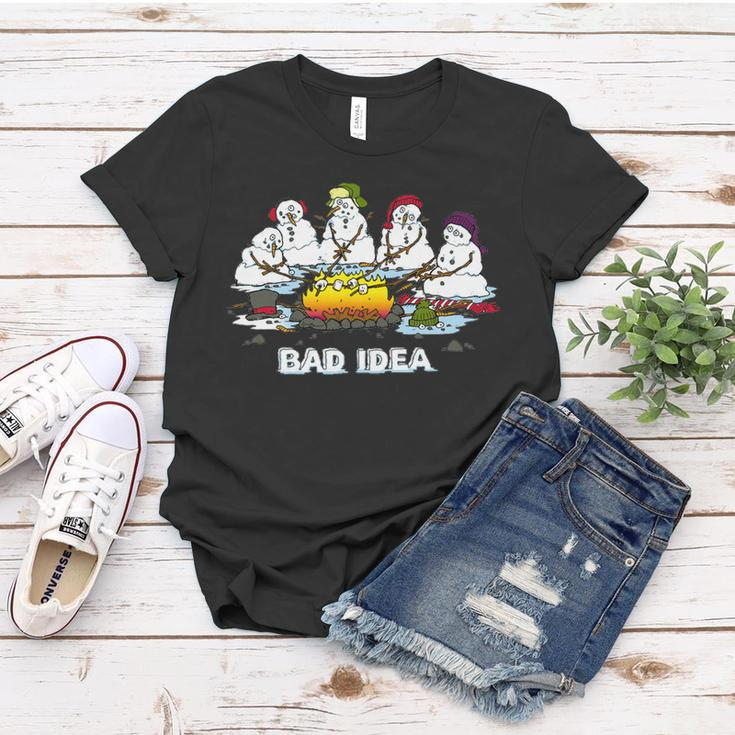 Funny Bad Idea - Snowman Melting Christmas Tshirt Women T-shirt Unique Gifts