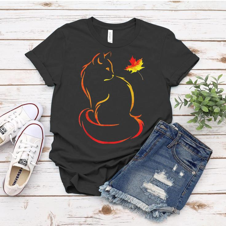 Funny Cat Leaf Fall Hello Autumn For Cute Kitten V2 Women T-shirt Personalized Gifts