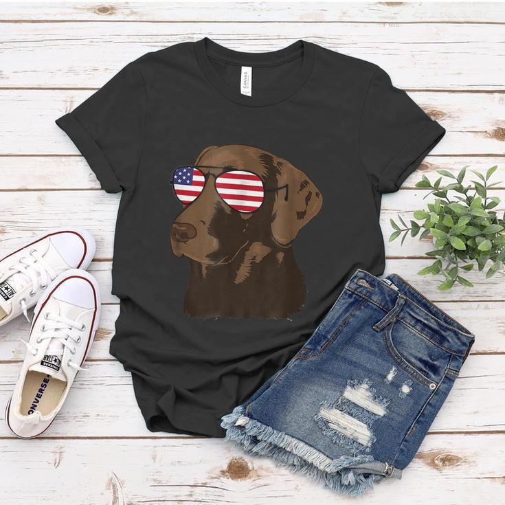 Funny Chocolate Lab American Flag Dog 4Th Of July Women T-shirt Unique Gifts