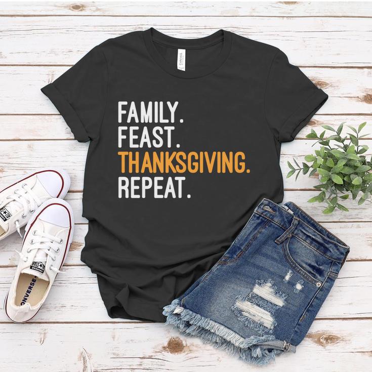 Funny Family Feast Thanksgiving Repeat Cool Gift Women T-shirt Unique Gifts