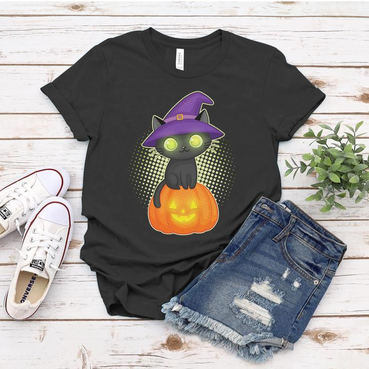 Funny Halloween Cute Halloween Cute Witch Kitten With Pumpkin Graphic Design Printed Casual Daily Basic Women T-shirt Personalized Gifts