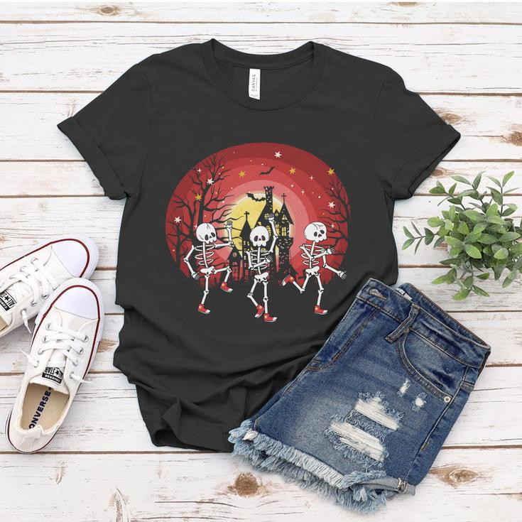 Funny Halloween Dancing Skeletons Funny Halloween Skeletons Min Graphic Design Printed Casual Daily Basic Women T-shirt Personalized Gifts
