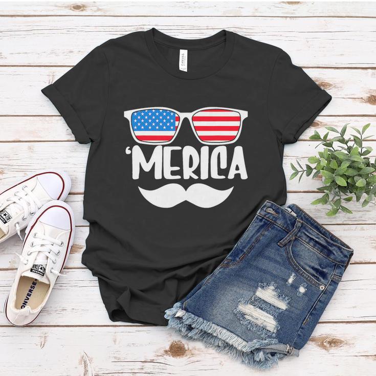 Women's 'Merica American Flag T-Shirt – Funny Sunglass Graphic Tee For 4th Of July