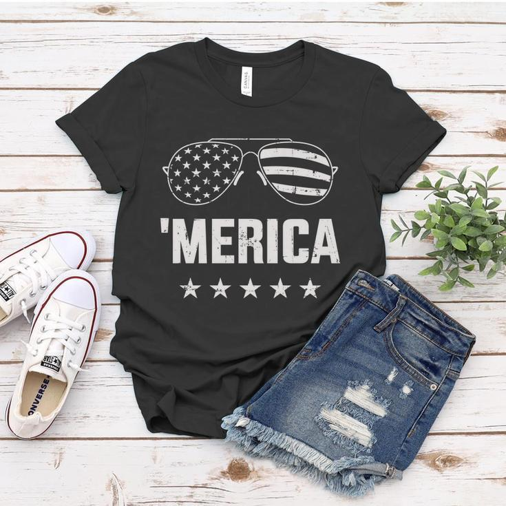 Funny Merica With Sunglasses And Flag For 4Th Of July Women T-shirt Unique Gifts