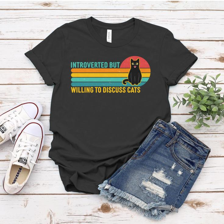 Funny Retro Cat Introverted But Willing To Discuss Cats Tshirt Women T-shirt Unique Gifts