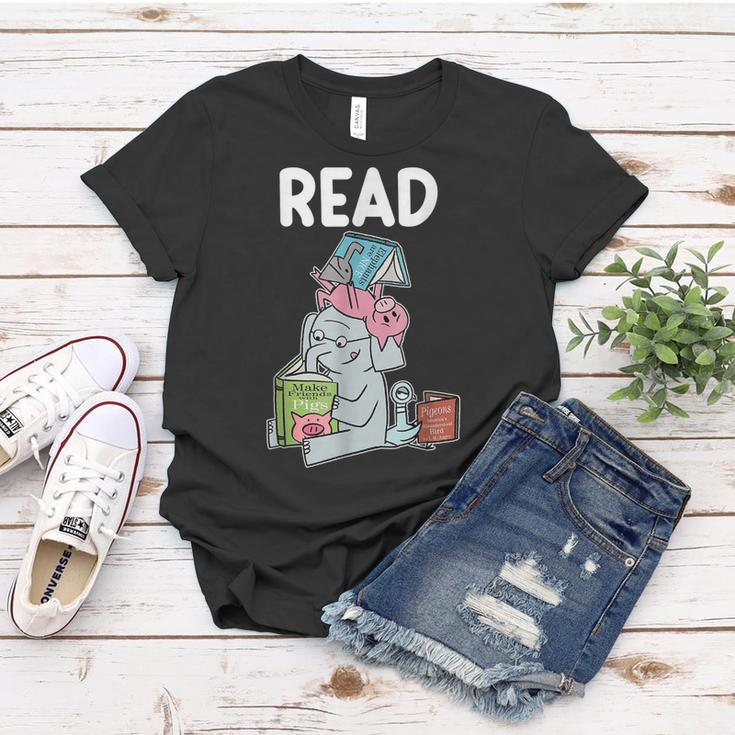Funny Teacher Library Read Book Club Piggie Elephant Pigeons Women T-shirt Personalized Gifts