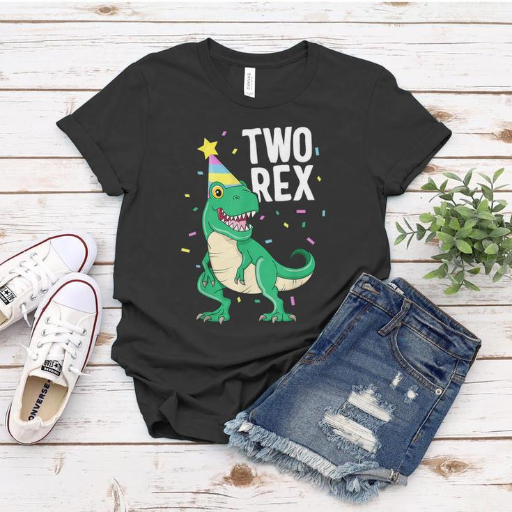 Funny Two Rex 2Nd Birthday Boy Gift Trex Dinosaur Party Happy Second Gift Women T-shirt Unique Gifts
