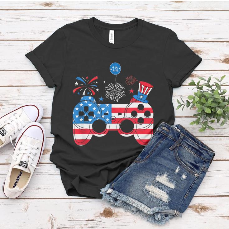 Gamer Video Gaming 4Th Of July Funny Men Boys American Flag Women T-shirt Unique Gifts