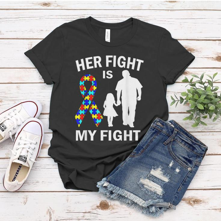 Her Fight Is My Fight Autism Awareness Dad Daughter Women T-shirt Unique Gifts