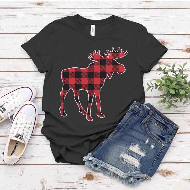 Holiday Plaid Moose Women T-shirt Unique Gifts