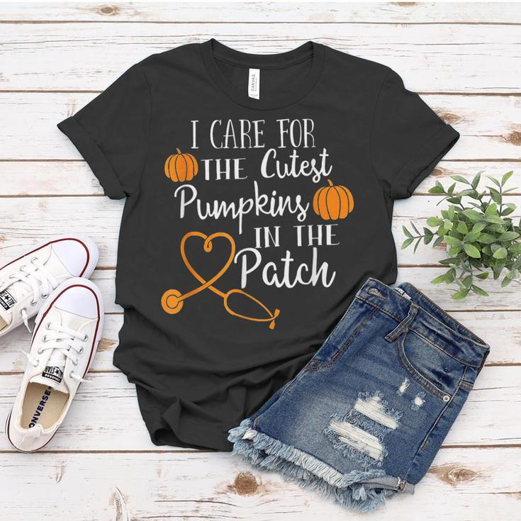I Care For The Cutest Pumpkins In The Patch Nurse Fall Vibes Women T-shirt Personalized Gifts