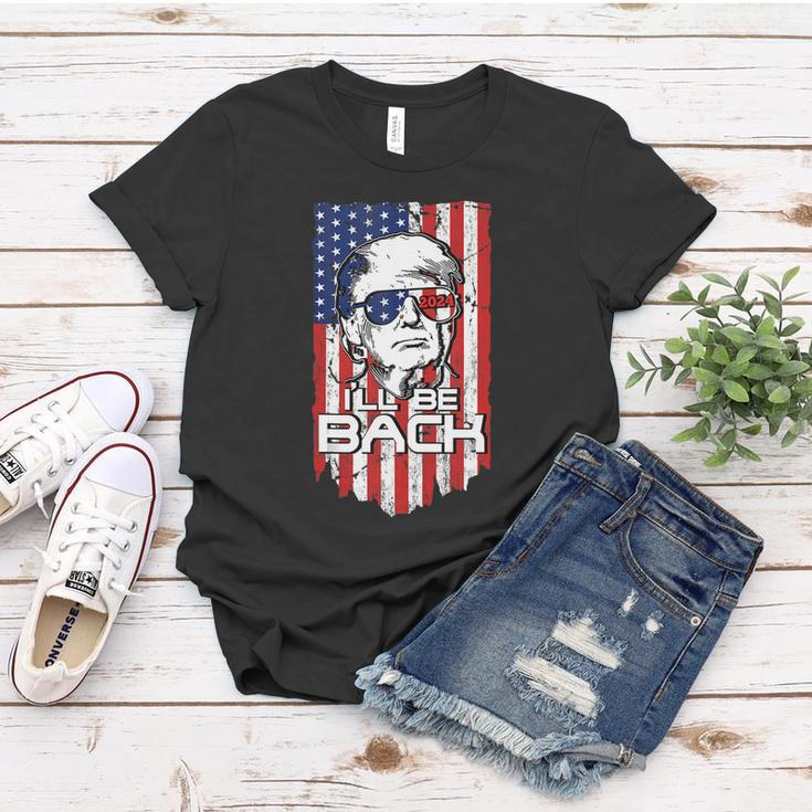 Ill Be Back Trump 2024 4Th Of July American Flag Patriotic Women T-shirt Unique Gifts