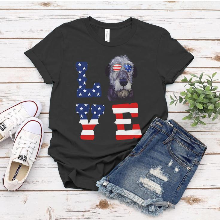 Irish Wolfhound Love Dog American Flag 4Th Of July Usa Funny Gift Women T-shirt Unique Gifts