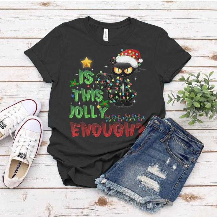 Is This Jolly Enough Black Cat Merry Christmas Cat Halloween Women T-shirt Funny Gifts