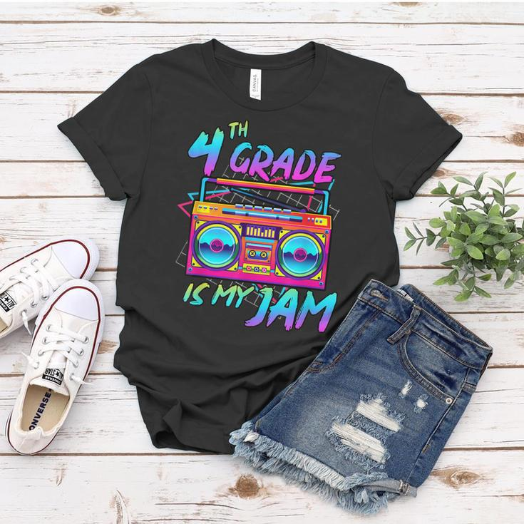 Kids 4Th Grade Is My Jam Vintage 80S Boombox Teacher Student Women T-shirt Funny Gifts