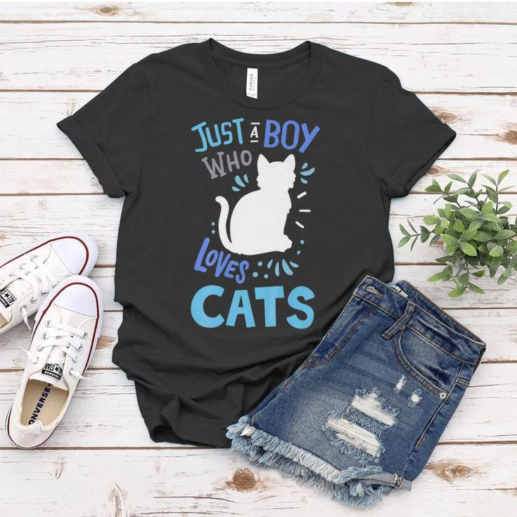 Kids Cat Just A Boy Who Loves Cats Gift For Cat Lovers Women T-shirt Funny Gifts