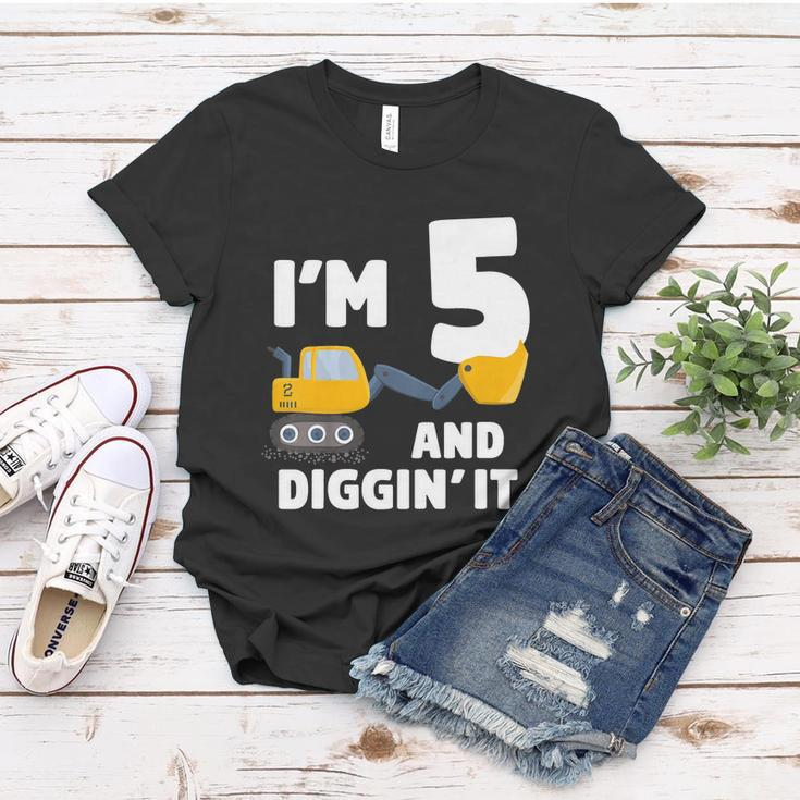 Kids Construction Truck 5Th Birthday Boy 5 Year Old Meaningful Gift Women T-shirt Unique Gifts