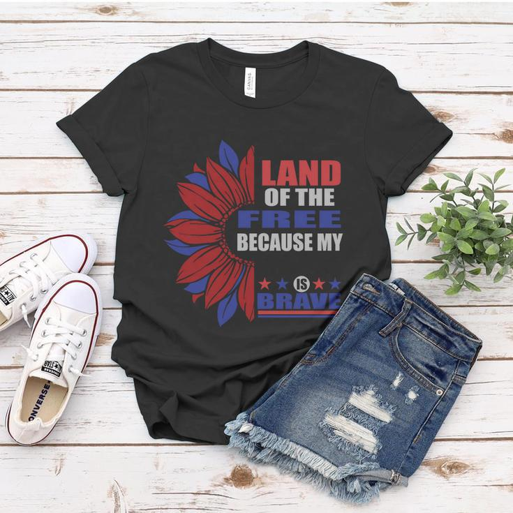 Land Of The Free Because My Is Brave Sunflower 4Th Of July Women T-shirt Unique Gifts