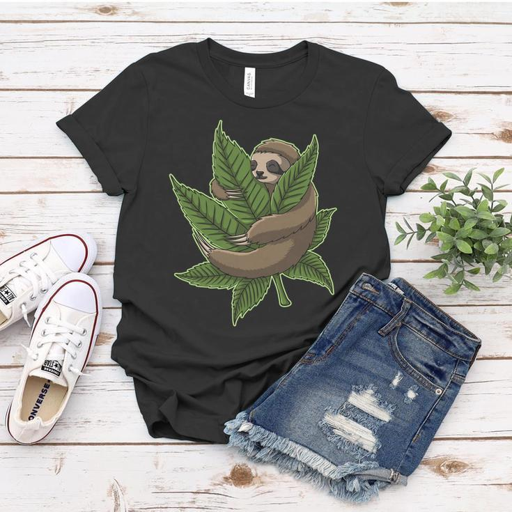 Lazy Sloth Cannabis Leaf Women T-shirt Unique Gifts