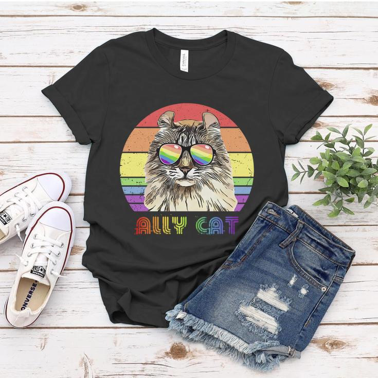 Lgbtq Ally Cat Rainbow Gay Pride Flag Lgbt Funny Gift Women T-shirt Unique Gifts