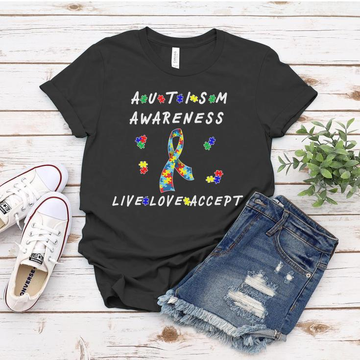 Live Love Accept Autism Puzzle Piece Ribbon Women T-shirt Unique Gifts