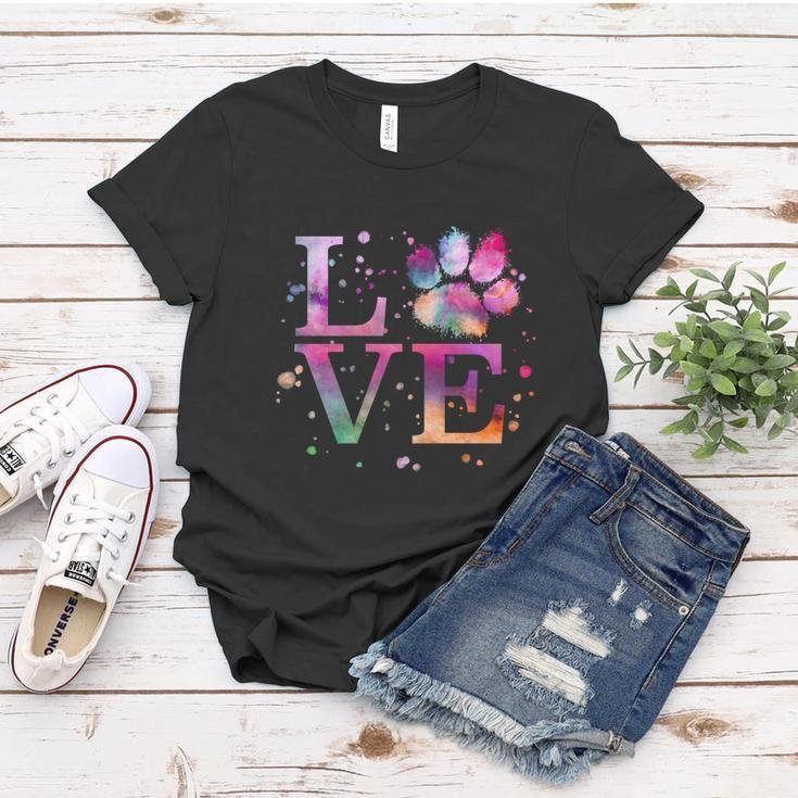 Love Dog Paw Print Colorful National Animal Shelter Week Gift Women T-shirt Unique Gifts