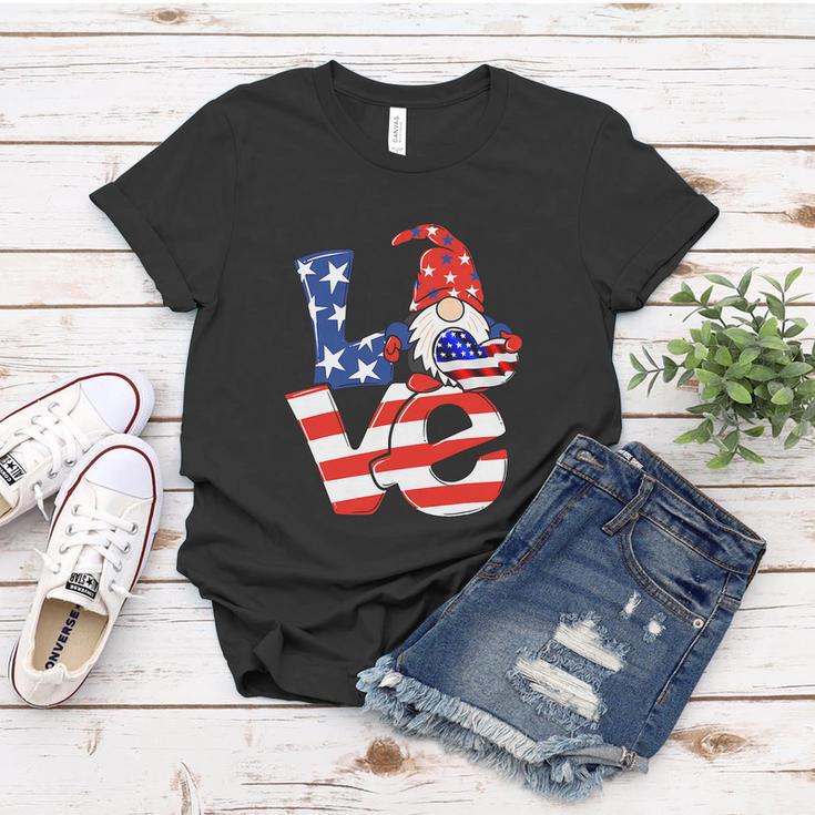 Love Gnome American Flag Funny 4Th Of July Women T-shirt Unique Gifts