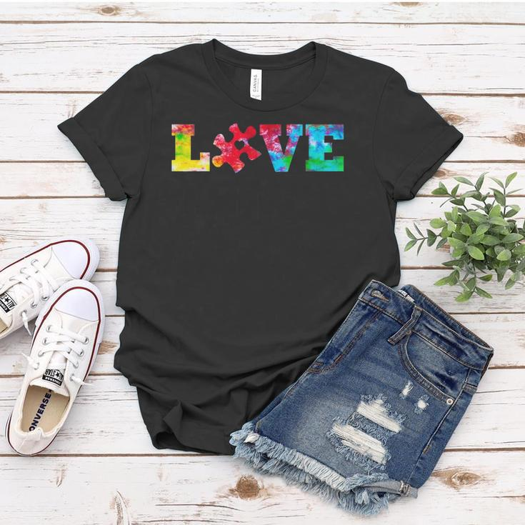 Love Puzzle Pieces Heart Autism Awareness Tie Dye Gifts Women T-shirt Unique Gifts