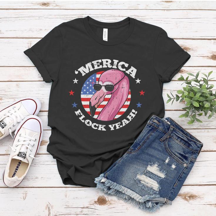 Merica 4Th Of July Flamingo Flock Patriotic American Flag Women T-shirt Unique Gifts