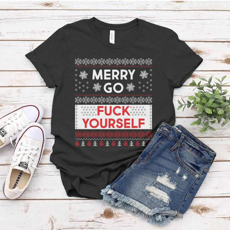 Merry Go FCk Yourself Ugly Christmas Sweater Women T-shirt Unique Gifts