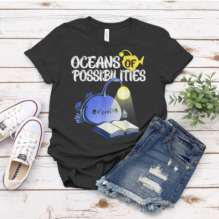 Oceans Of Possibilities Summer Reading Anglerfish Women T-shirt Personalized Gifts
