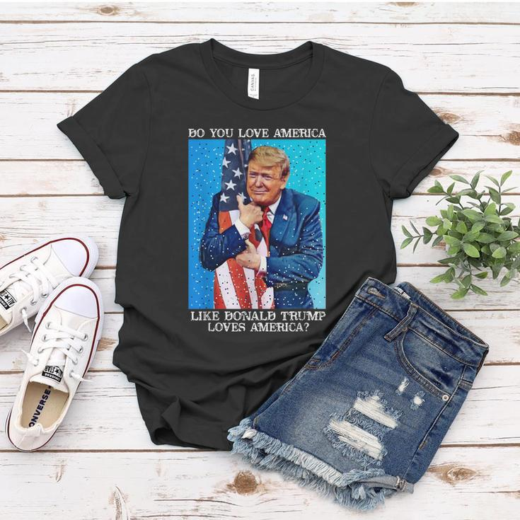 Patriotic Trump Hugging Flag Pro Trump Republican Gifts Women T-shirt Unique Gifts
