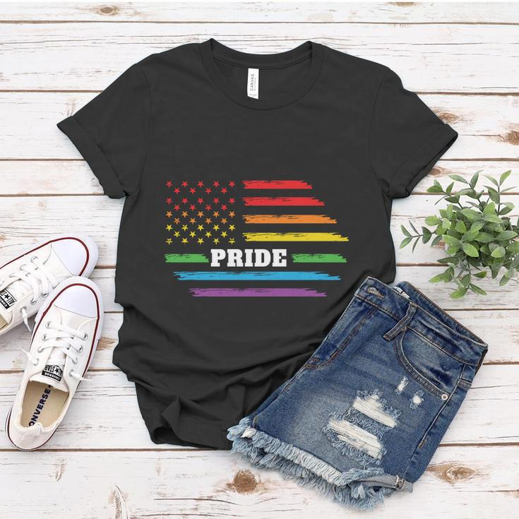 Rainbow Distressed American Flag Pride Month Lbgt Women T-shirt Unique Gifts
