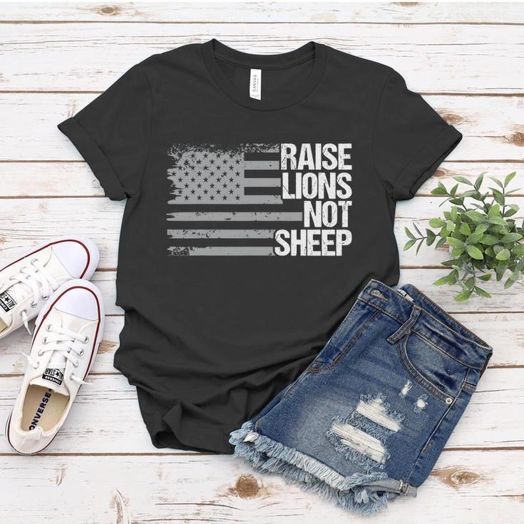 Raise Lions Not Sheep American Patriot Patriotic Lion Tshirt Graphic Design Printed Casual Daily Basic Women T-shirt Personalized Gifts