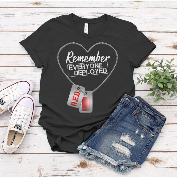 Red Remember Everyone Deployed Dog Tags Tshirt Women T-shirt Unique Gifts