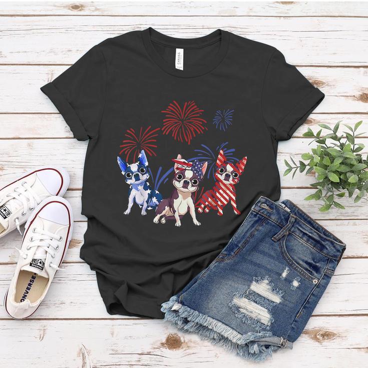 Red White Blue Boston Terrier Usa Flag 4Th Of July Women T-shirt Unique Gifts