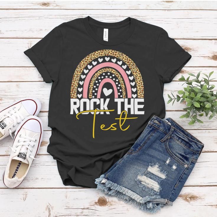 Rock The Test Test Day Teacher Testing Day Rainbow Teacher Women T-shirt Funny Gifts