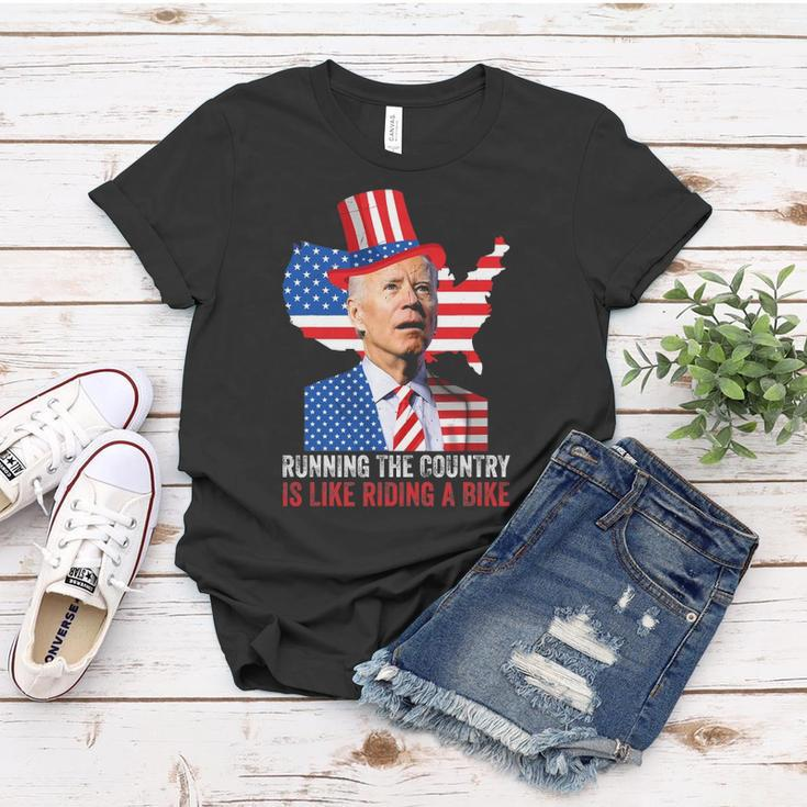 Running The Country Is Like Riding A Bike Anti Biden Women T-shirt Unique Gifts
