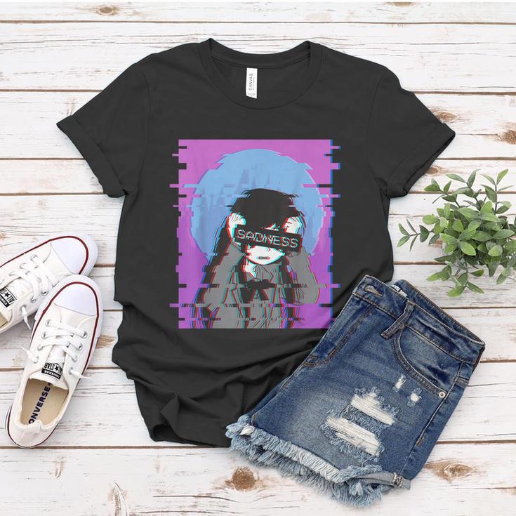 Sad Anime Girl Japanese Aesthetic Vaporwave Anime Otaku Tshirt Women T-shirt Unique Gifts