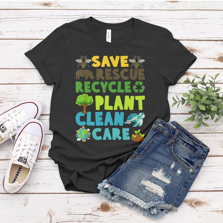 Save Bees Rescue Animals Recycle Plastic Earth Day Planet Funny Gift Women T-shirt Unique Gifts