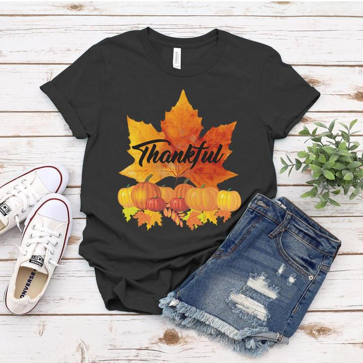Thankful Autumn Leaves Thanksgiving Fall Tshirt Women T-shirt Unique Gifts
