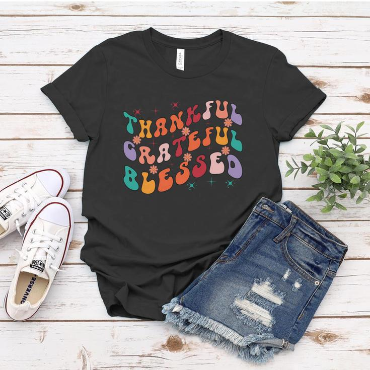 Thankful Grateful Blessed Fall Glitter Gift Women T-shirt Funny Gifts