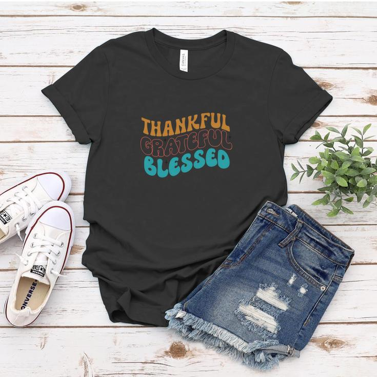 Thankful Grateful Blessed Retro Vintage Fall Women T-shirt Funny Gifts
