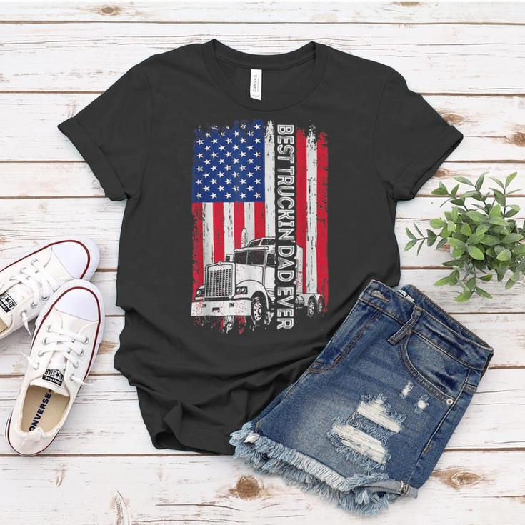 Trucker Trucker Best Truckin Dad Ever Usa Flag Driver Fathers Day _ Women T-shirt Funny Gifts