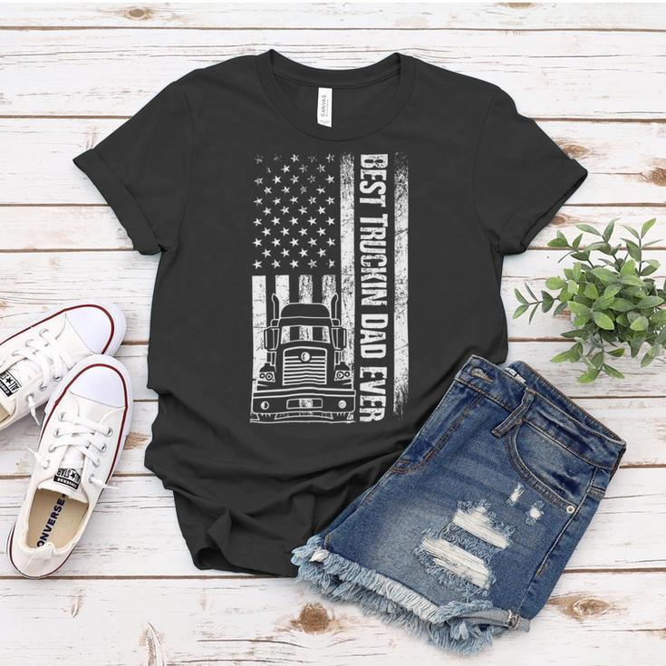 Trucker Trucker Best Truckin Dad Ever Usa Flag Driver Fathers Day_ Women T-shirt Funny Gifts