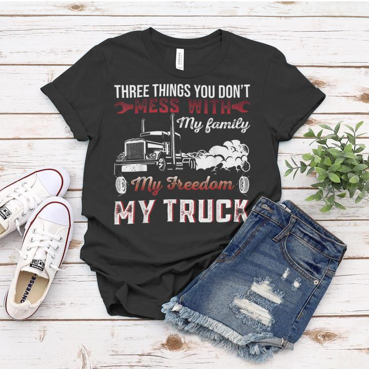 Trucker Trucker Dad Truck Driver Father Dont Mess With My Family Women T-shirt Funny Gifts