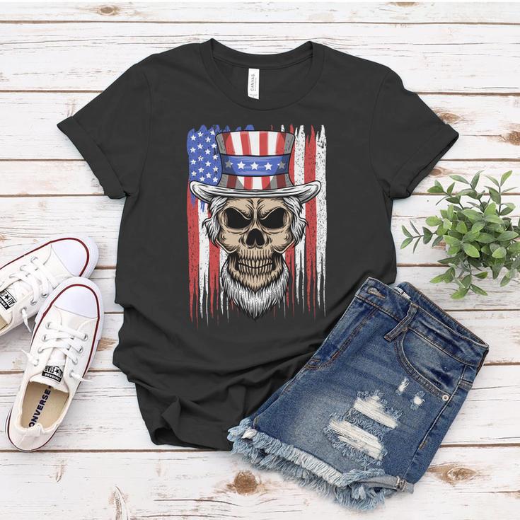 Uncle Sam Skull 4Th Of July American Flag Usa Women T-shirt Unique Gifts