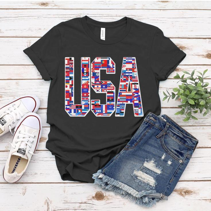 Usa World Flags Pattern Women T-shirt Unique Gifts