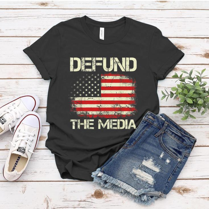 Vintage American Flag Defund The Media Women T-shirt Unique Gifts